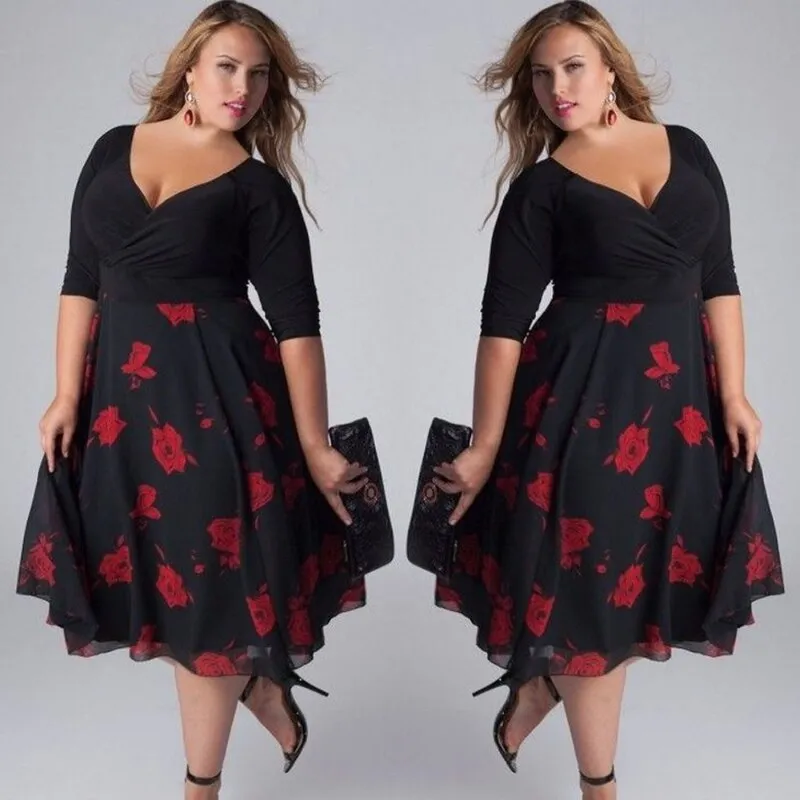 Funki Buys | Dresses | Women's Floral Chiffon Cocktail Dress