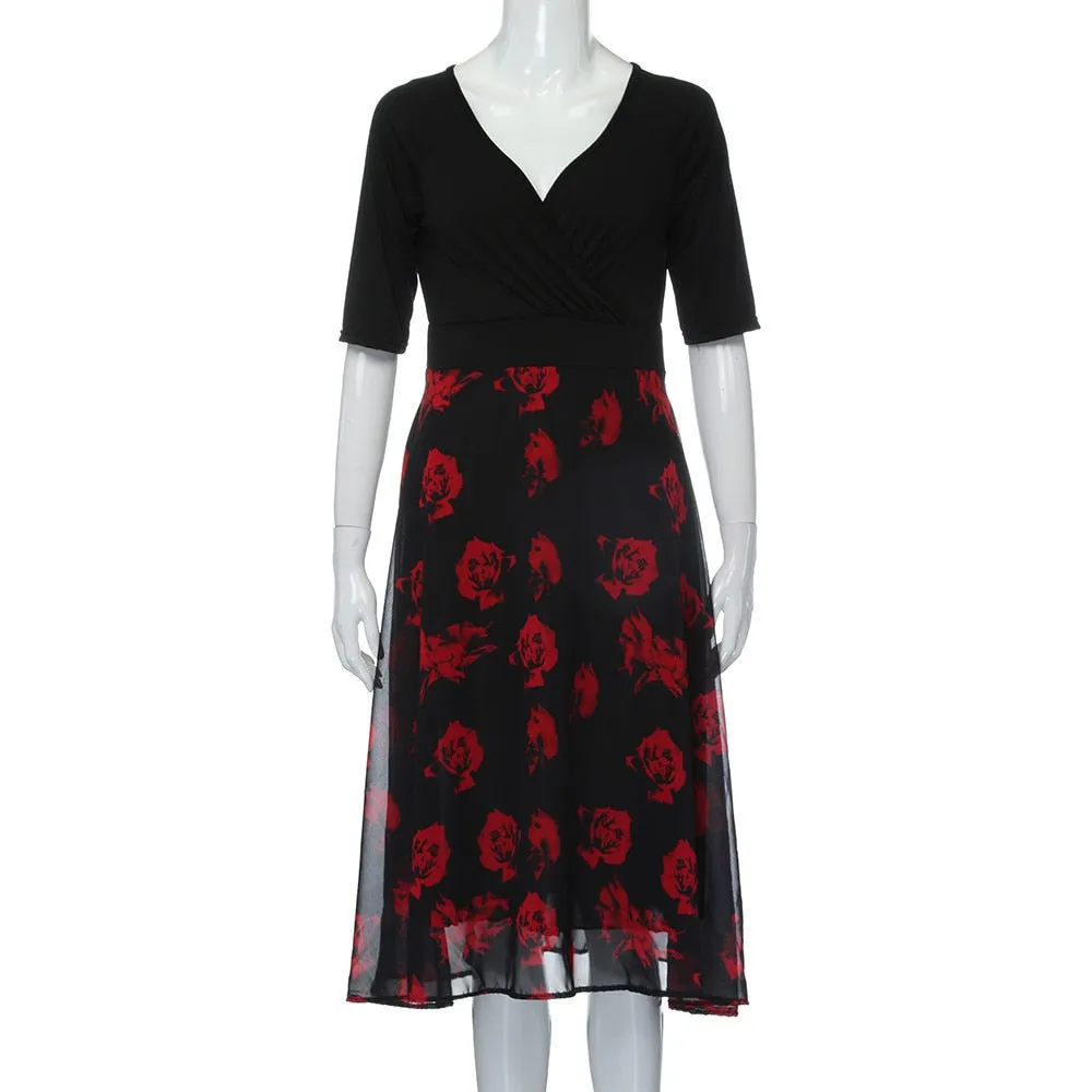 Funki Buys | Dresses | Women's Floral Chiffon Cocktail Dress