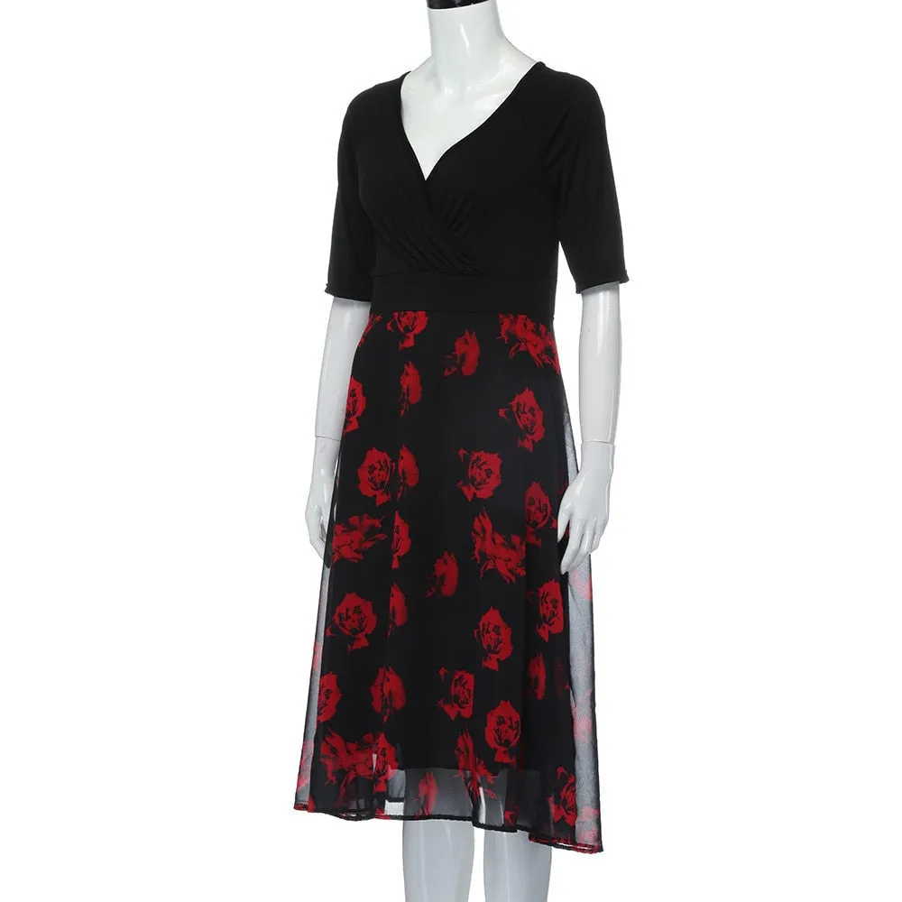 Funki Buys | Dresses | Women's Floral Chiffon Cocktail Dress