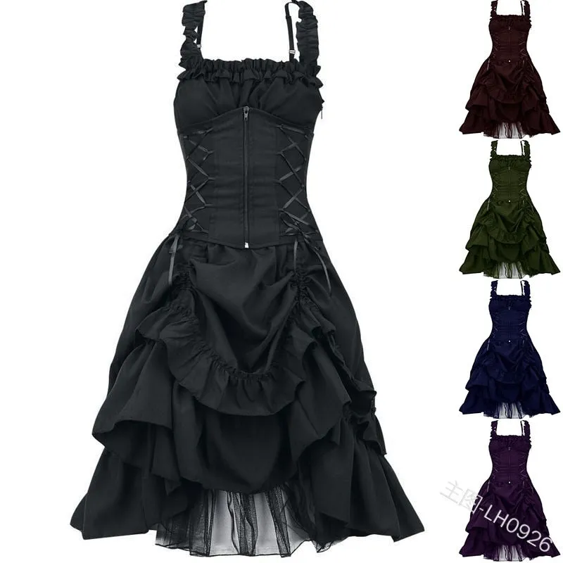 Funki Buys | Dresses | Women's Gothic Lace Up Victorian Dress