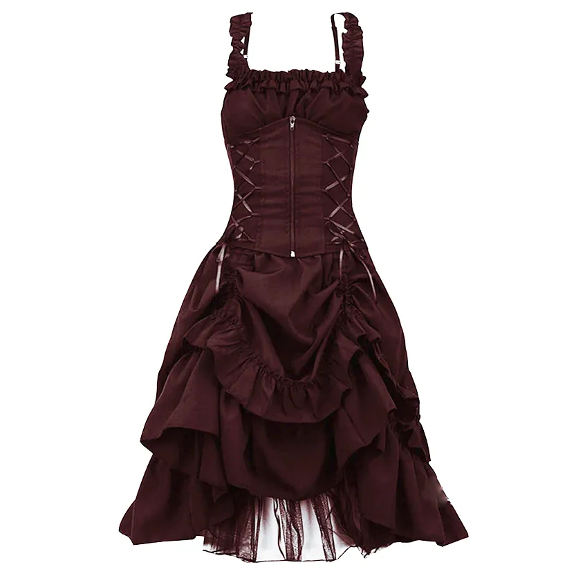 Funki Buys | Dresses | Women's Gothic Lace Up Victorian Dress