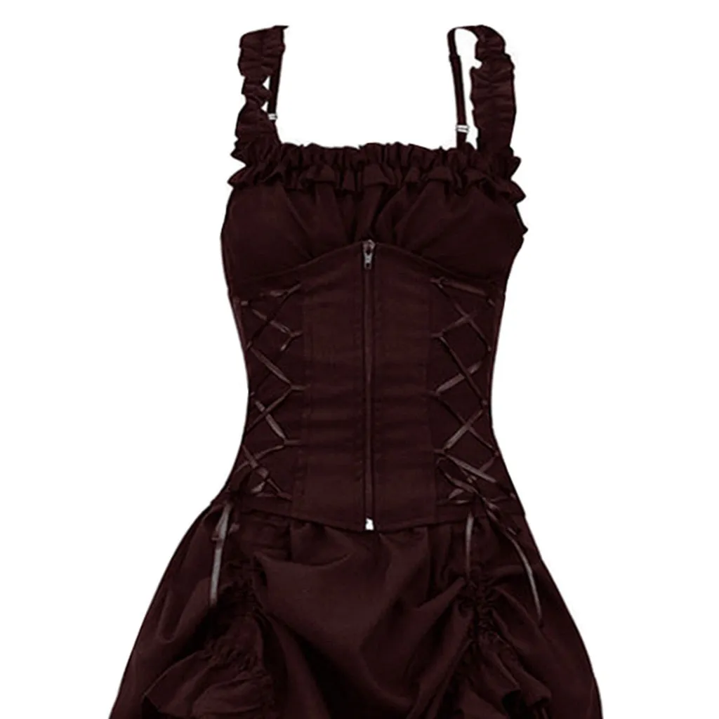 Funki Buys | Dresses | Women's Gothic Lace Up Victorian Dress