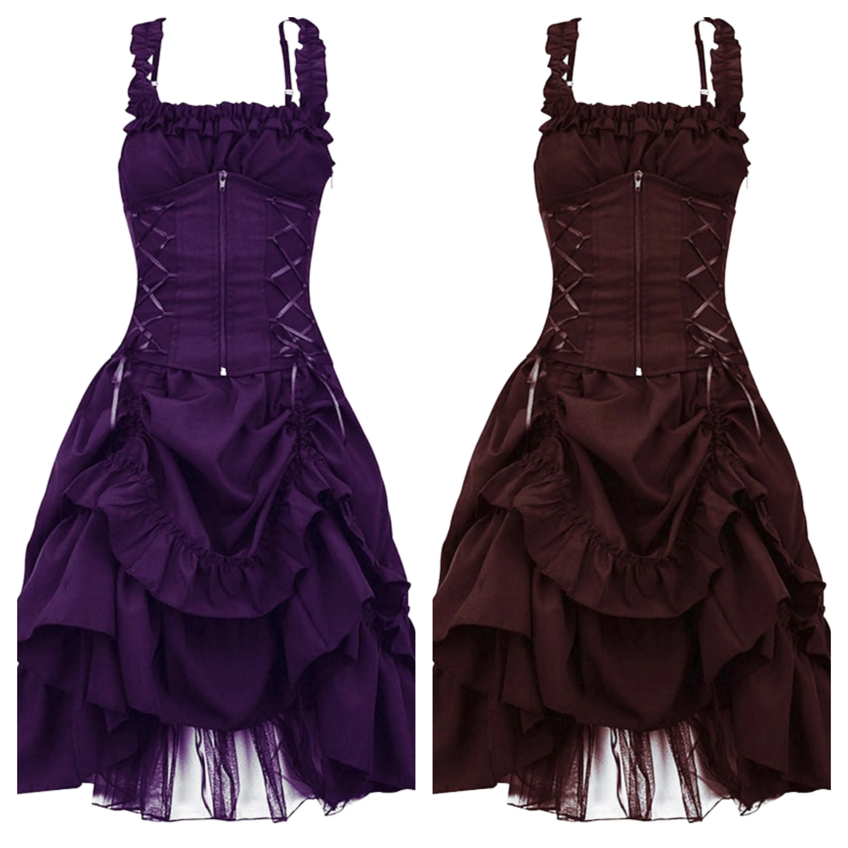 Funki Buys | Dresses | Women's Gothic Lace Up Victorian Dress