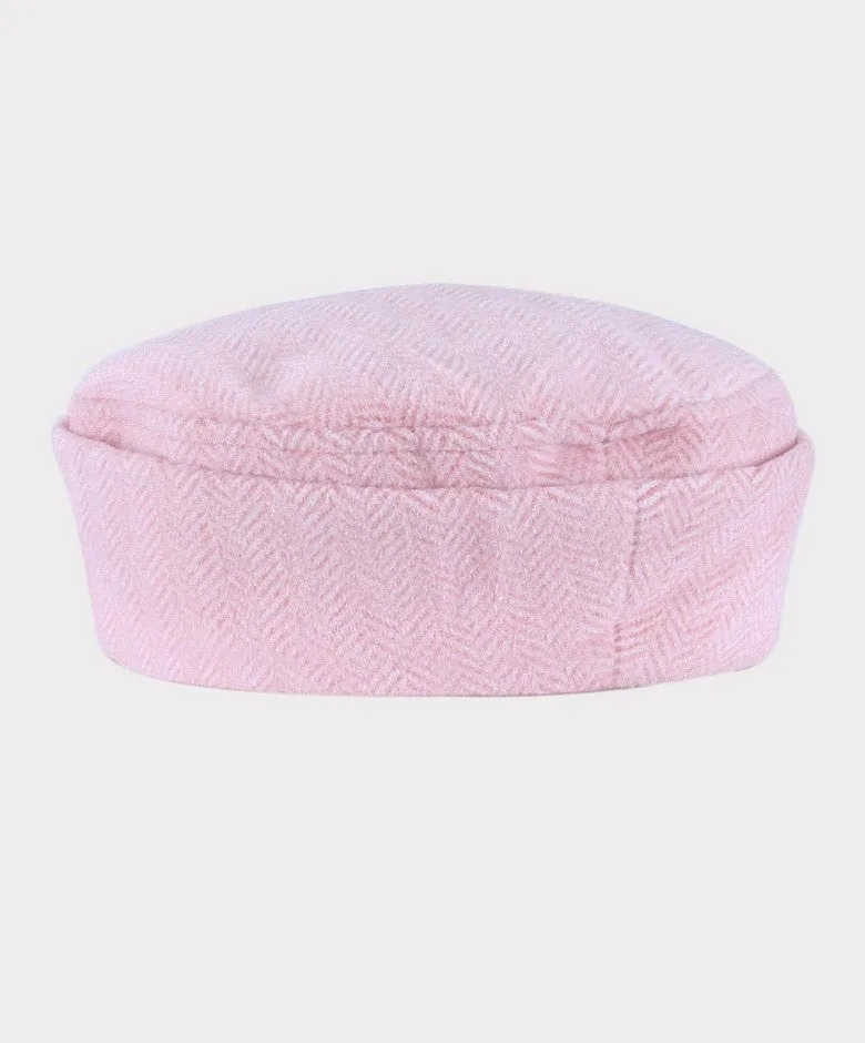 Girls Herringbone Formal Coat and Hat Set - Pink