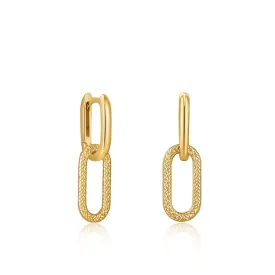 Gold Rope Oval Drop Earrings