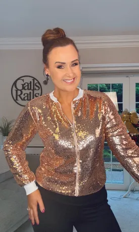 GOLD SEQUIN BOMBER JACKET