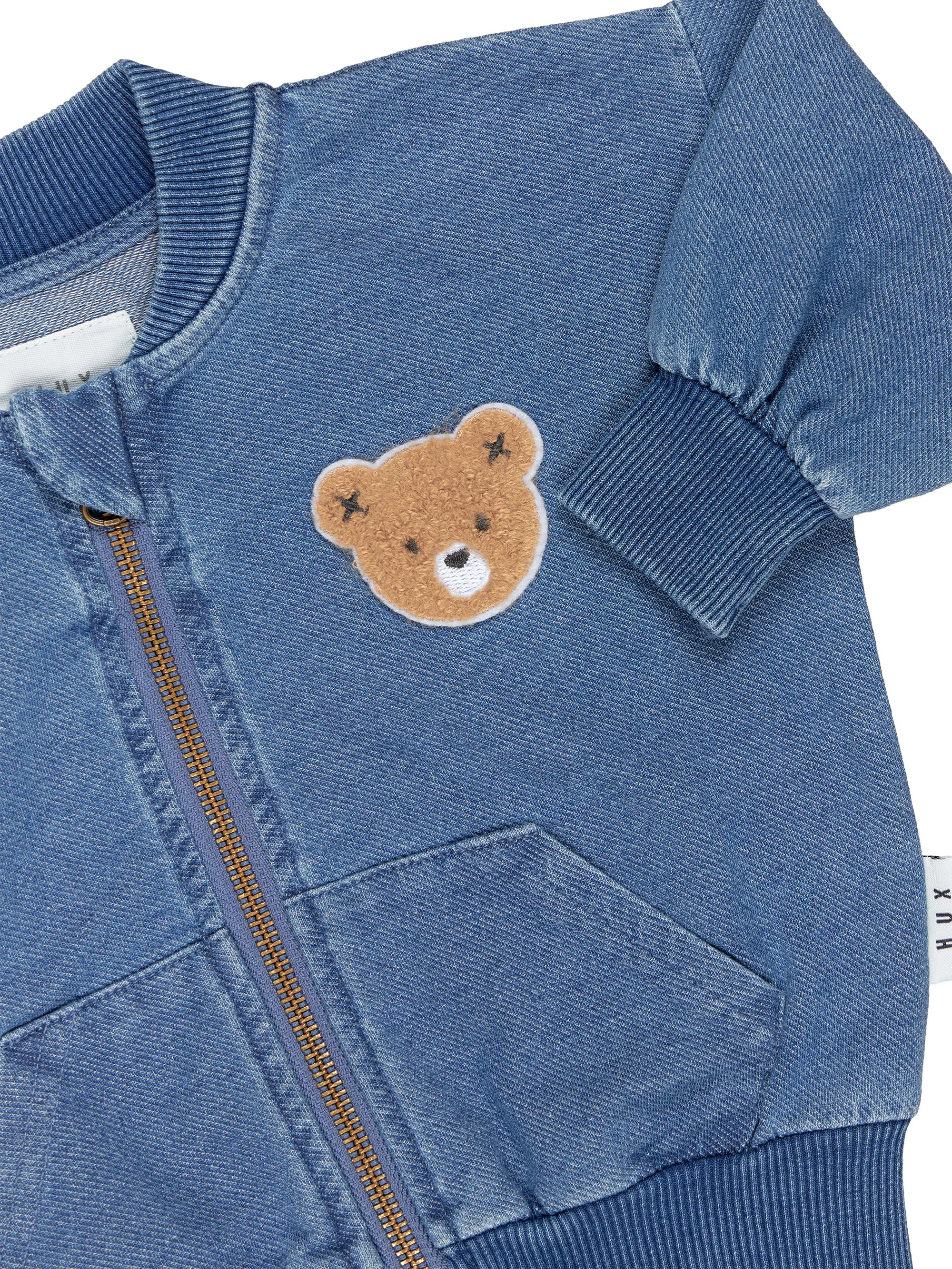 Huxbaby Hux Bear Knit Denim Bomber Jacket