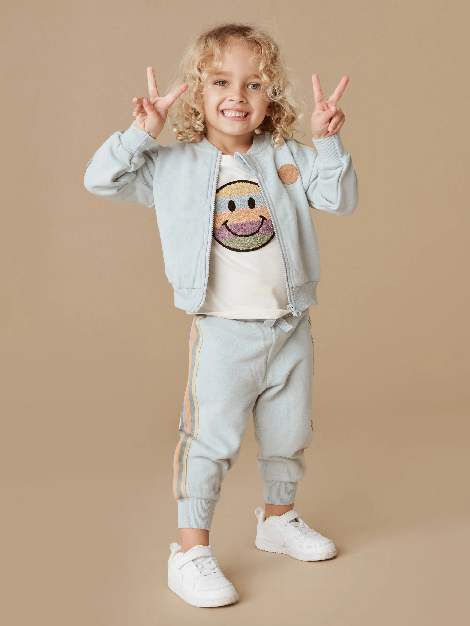 Huxbaby Stripe Retro Track Jacket - Dusty Sky