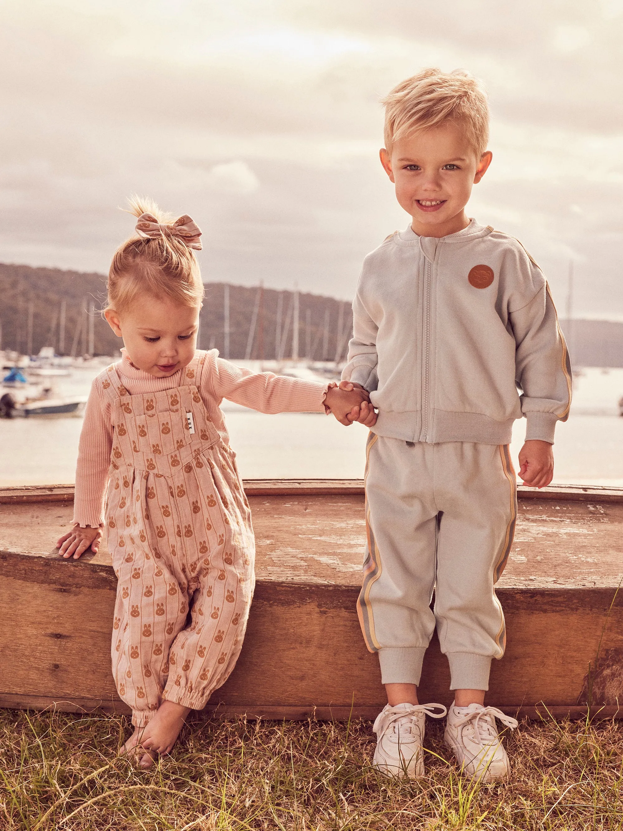 Huxbaby Stripe Retro Track Jacket - Dusty Sky