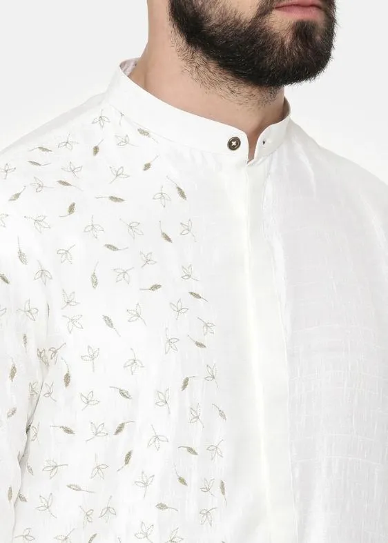 Ivory Hand Embroidered Kurta - MMK0541