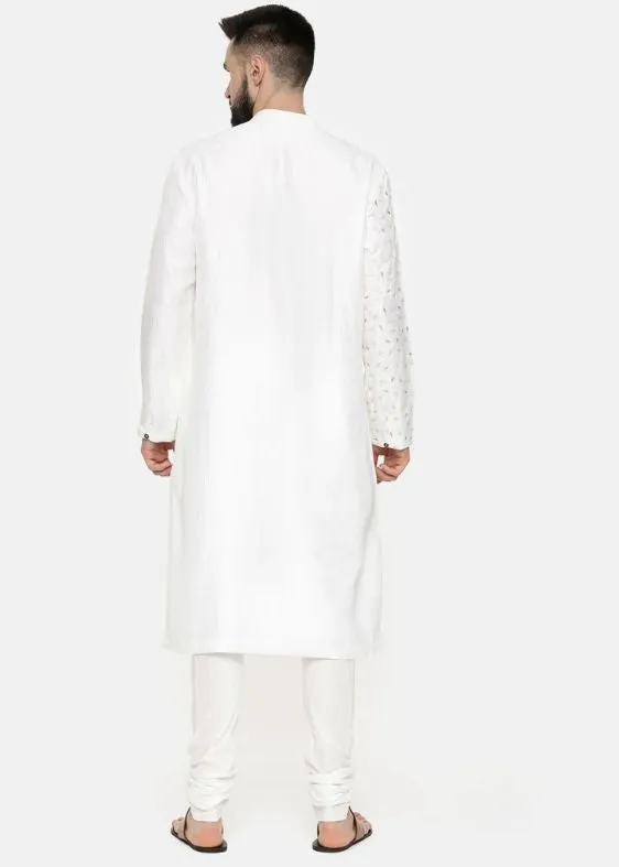 Ivory Hand Embroidered Kurta - MMK0541