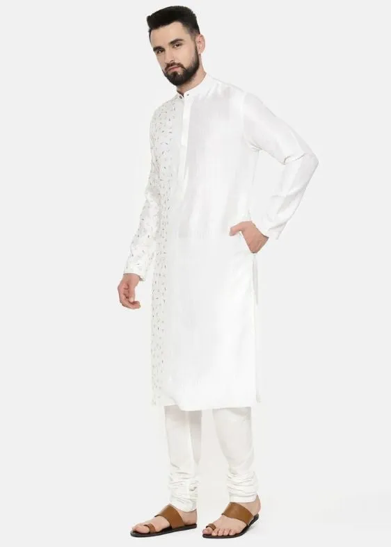Ivory Hand Embroidered Kurta - MMK0541