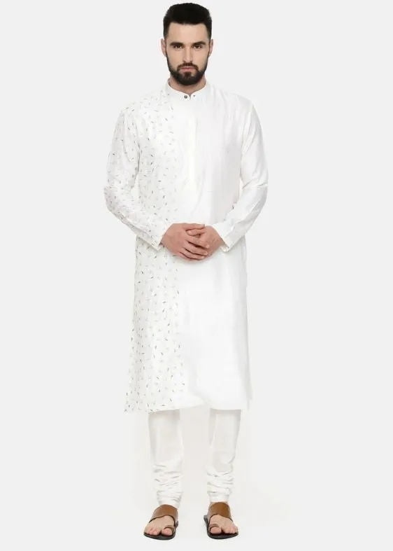 Ivory Hand Embroidered Kurta - MMK0541