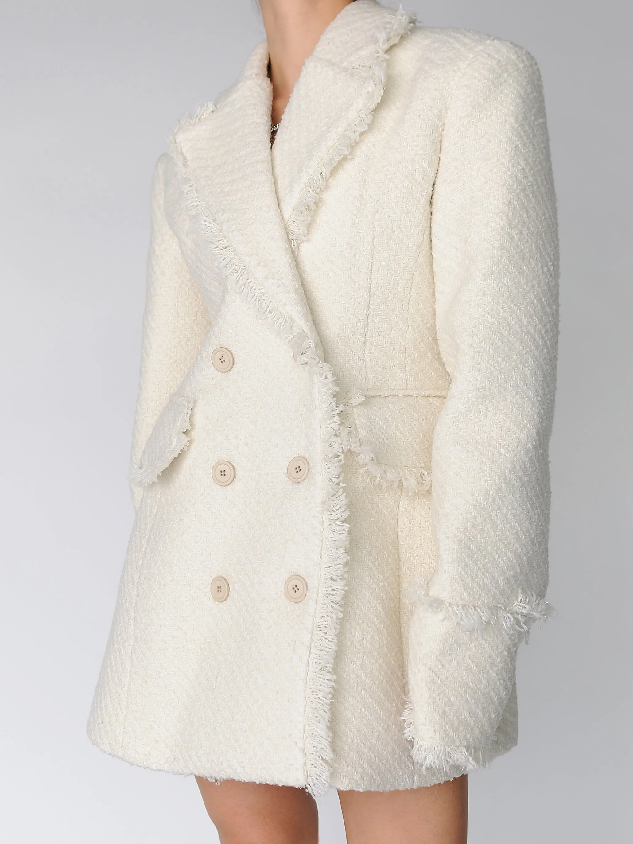 Ivory Hourglass Tweed Blazer Dress