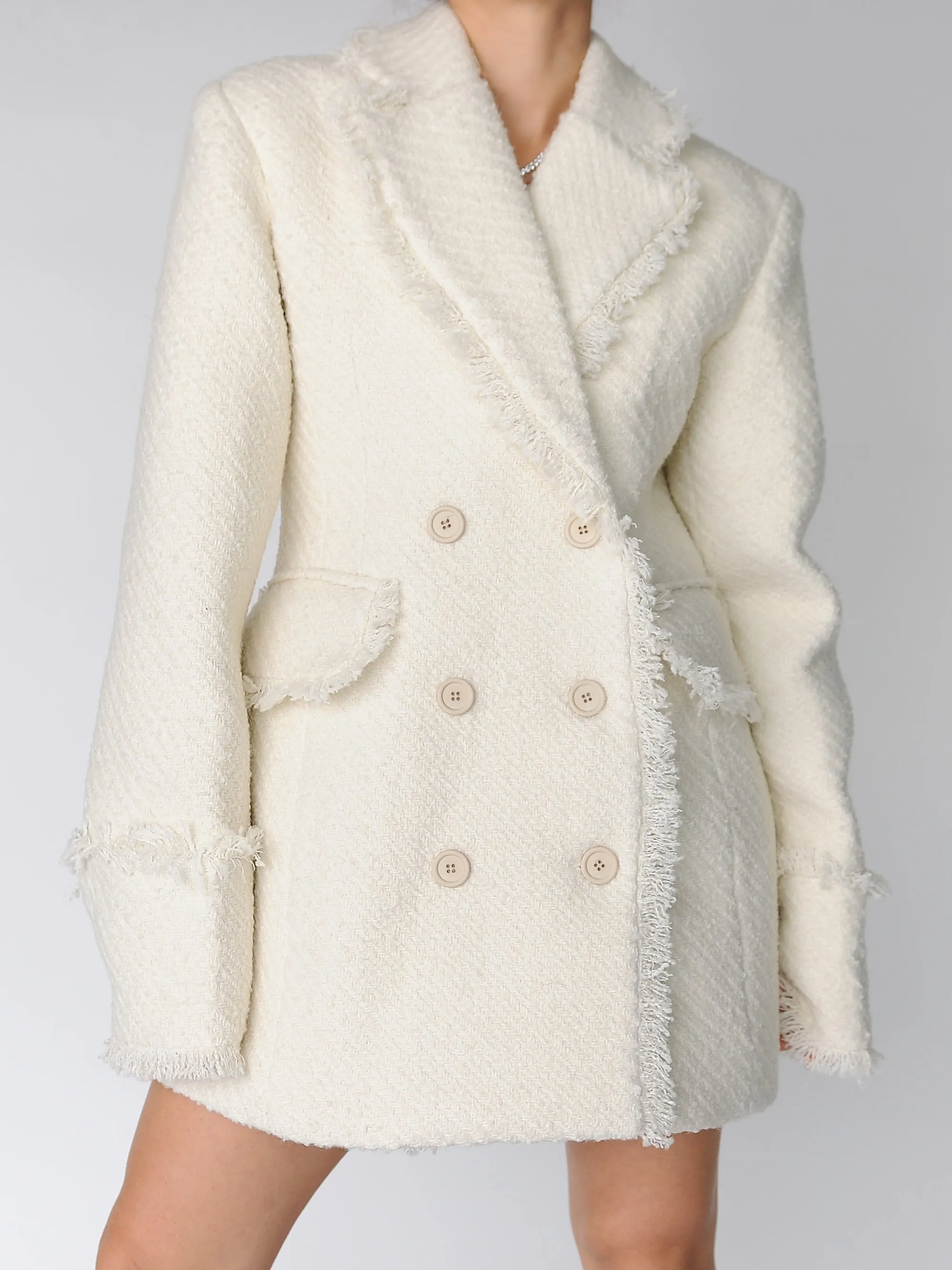 Ivory Hourglass Tweed Blazer Dress