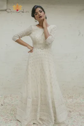 Ivory Textured Gown  Elegant Evening Wear for Special Occasions
