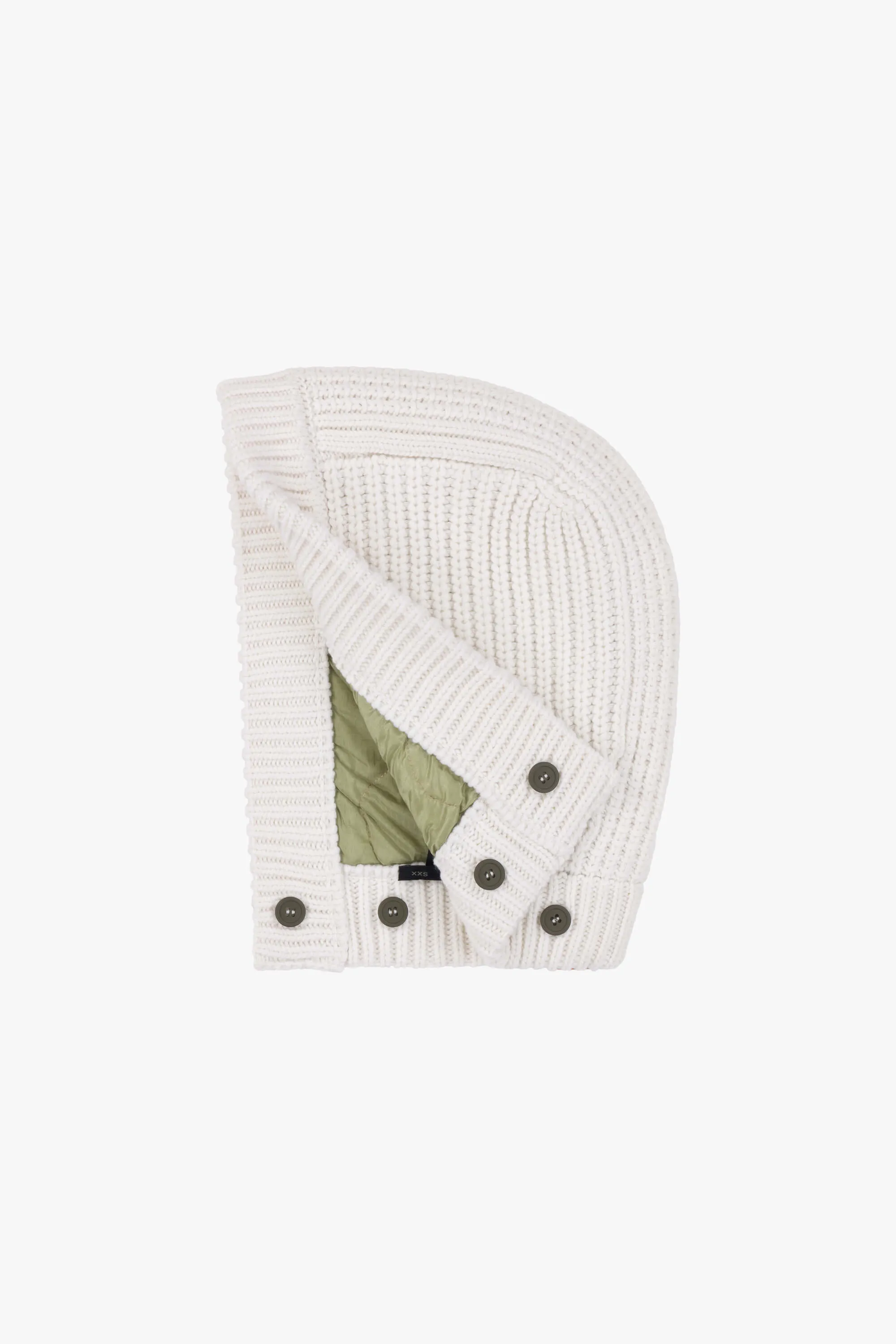 Knit Quilt Hood - Ivory / Pale Sage