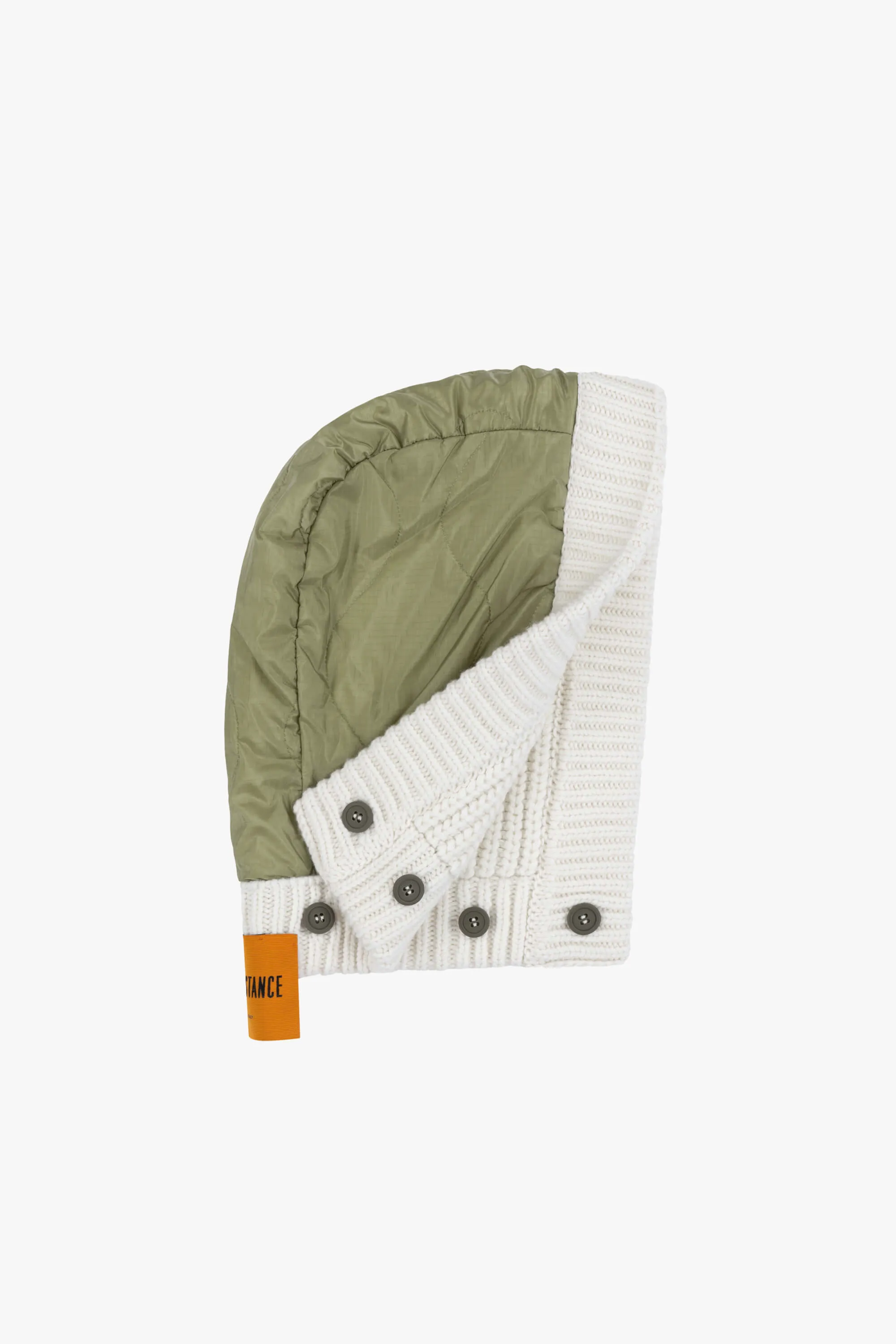 Knit Quilt Hood - Ivory / Pale Sage