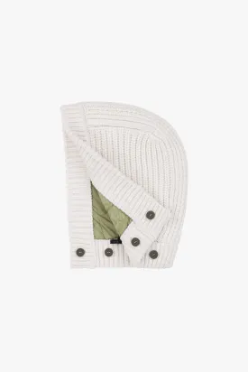 Knit Quilt Hood - Ivory / Pale Sage