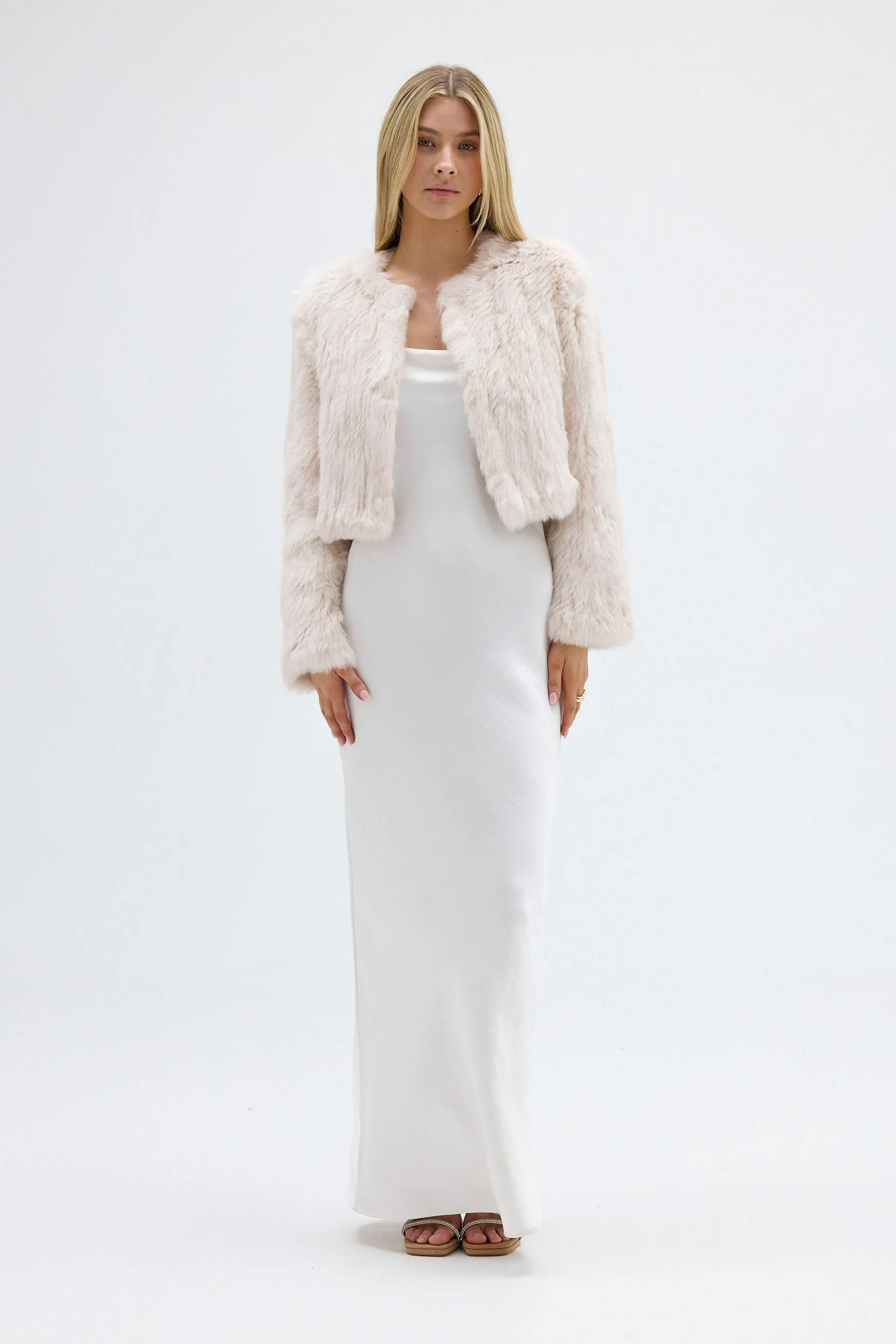Lola Crop Jacket - Stone