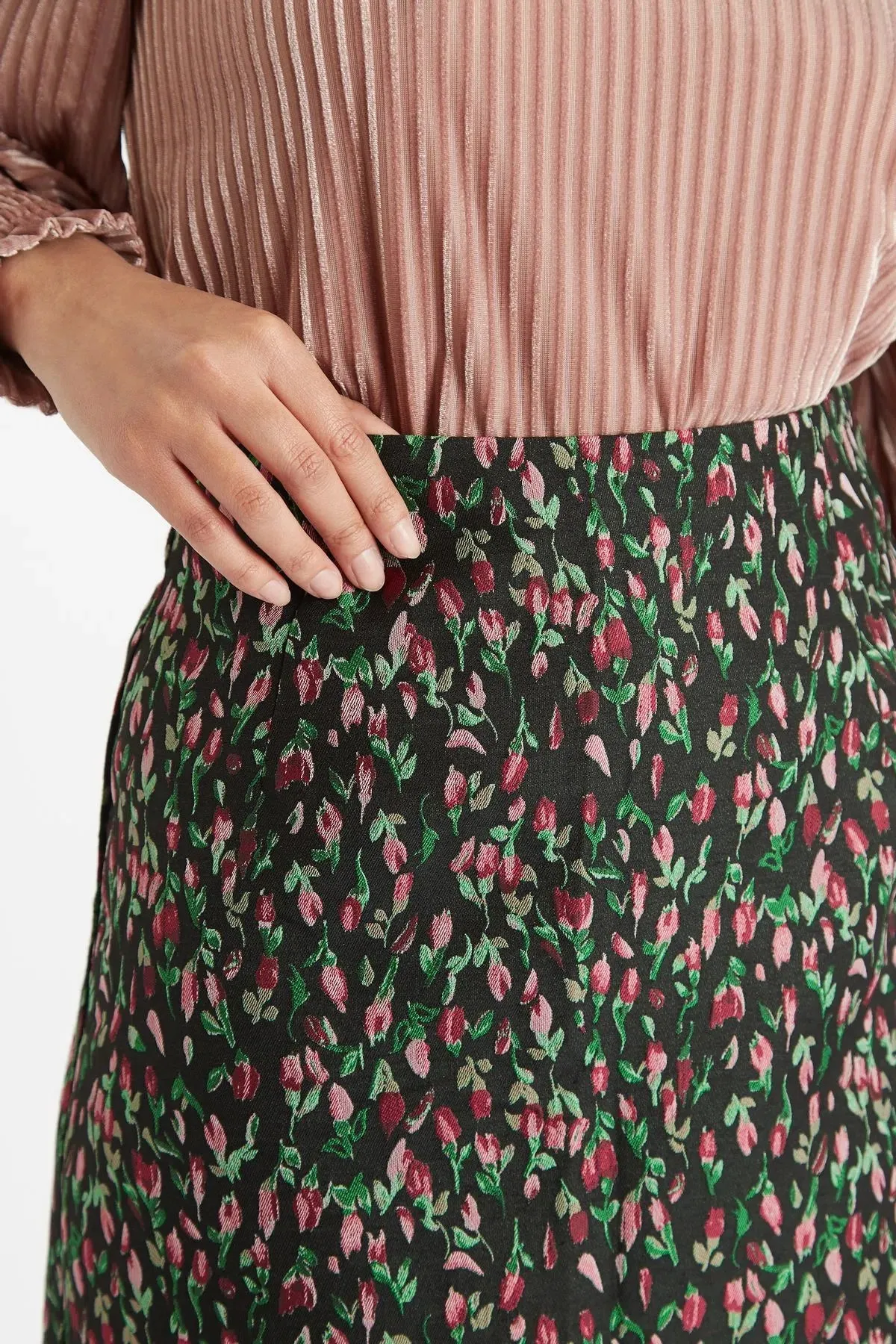 Louche Aubin Raining Rosebuds Brocade Mini Skirt