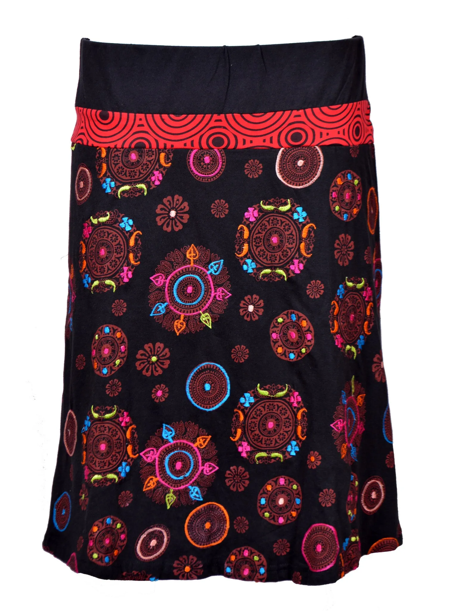 Mandala Embroidery Knee-Length Skirt (NO REFUND/ NO EXCHANGE)