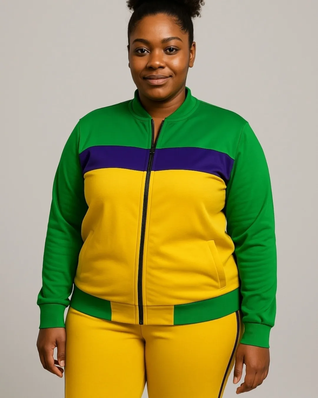 MARDI GRAS Vibrant Mardi Gras Women's Fitted Track Suit