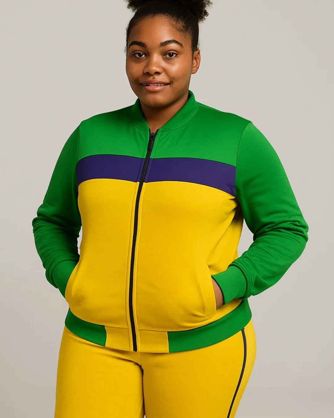 MARDI GRAS Vibrant Mardi Gras Women's Fitted Track Suit