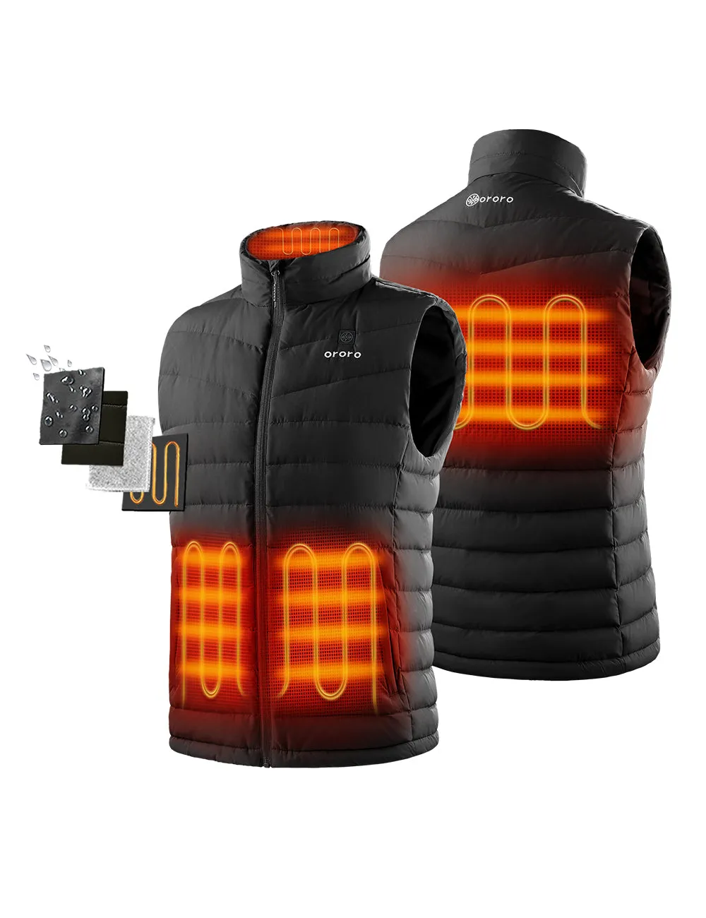 Men's Heated Lightweight Down Gilet - Black