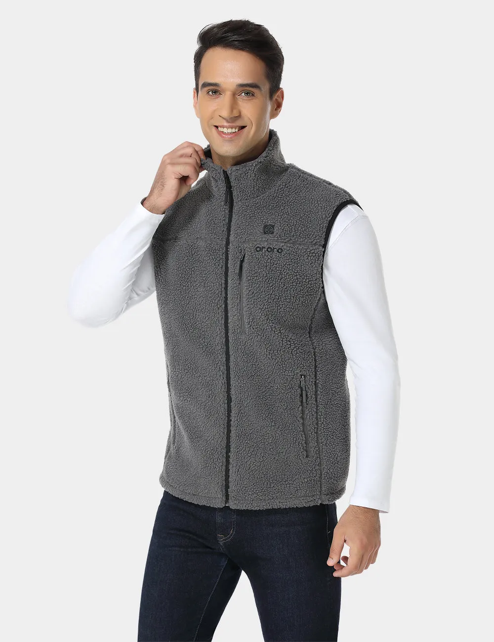 Men's Heated Recycled Fleece Gilet - Grey