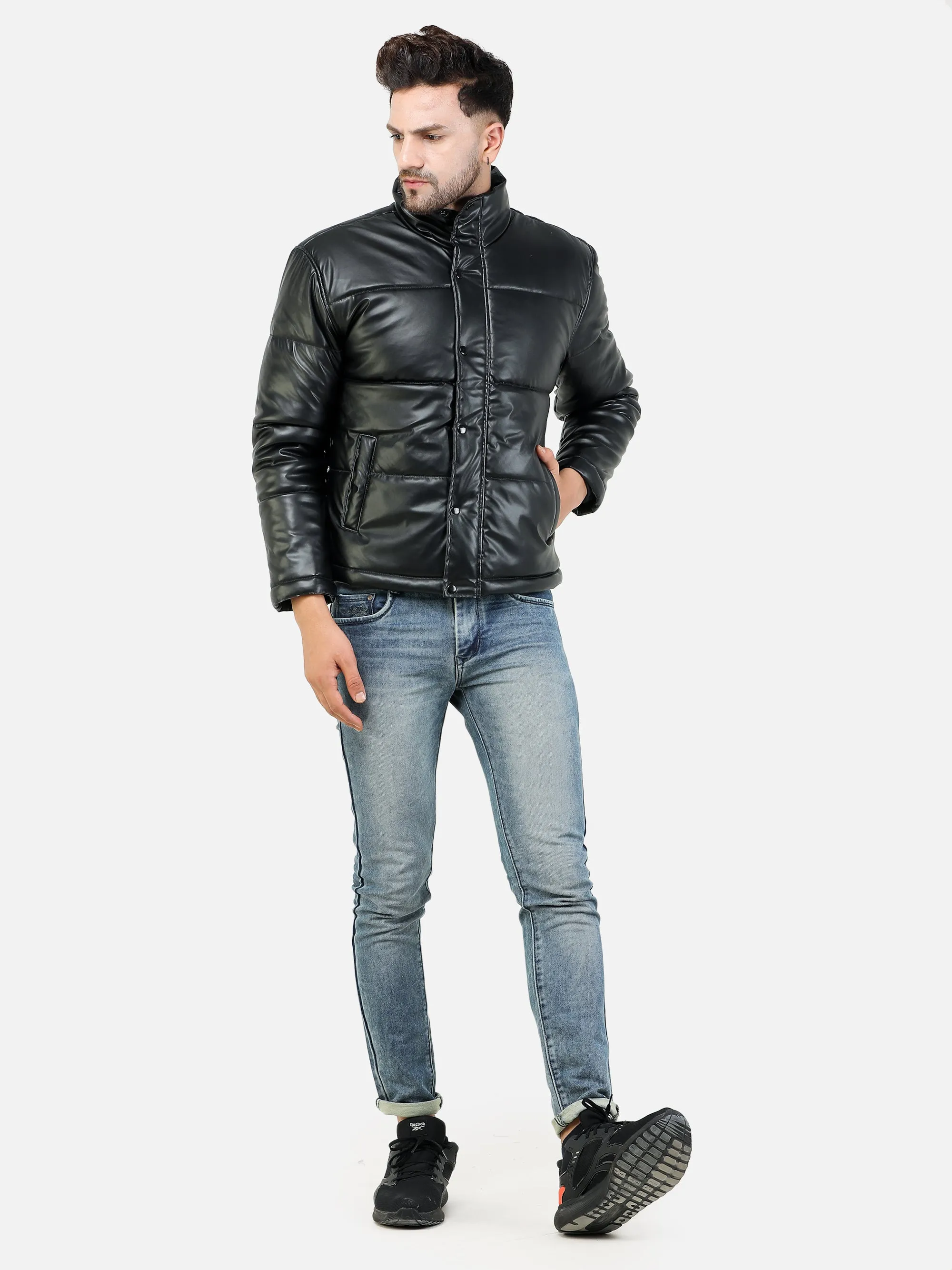 Men's Regular Fit Black Puffer Jacket