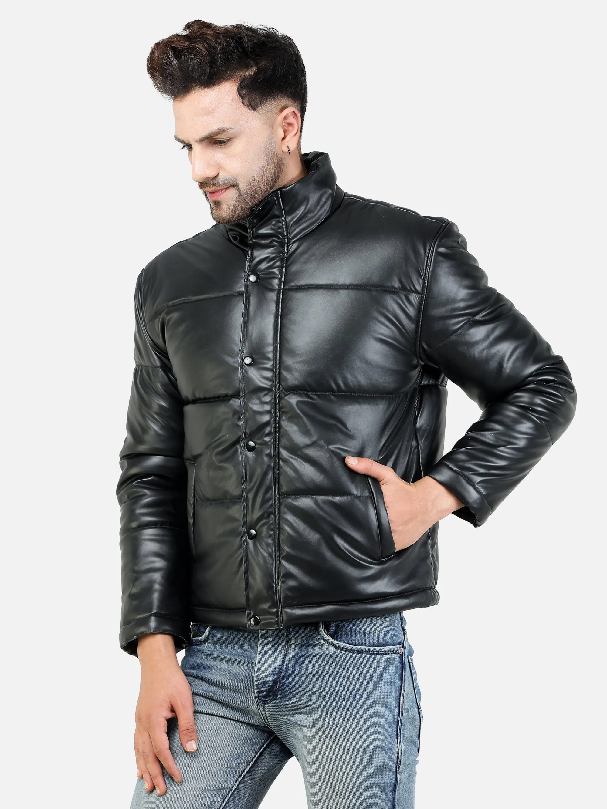 Men's Regular Fit Black Puffer Jacket
