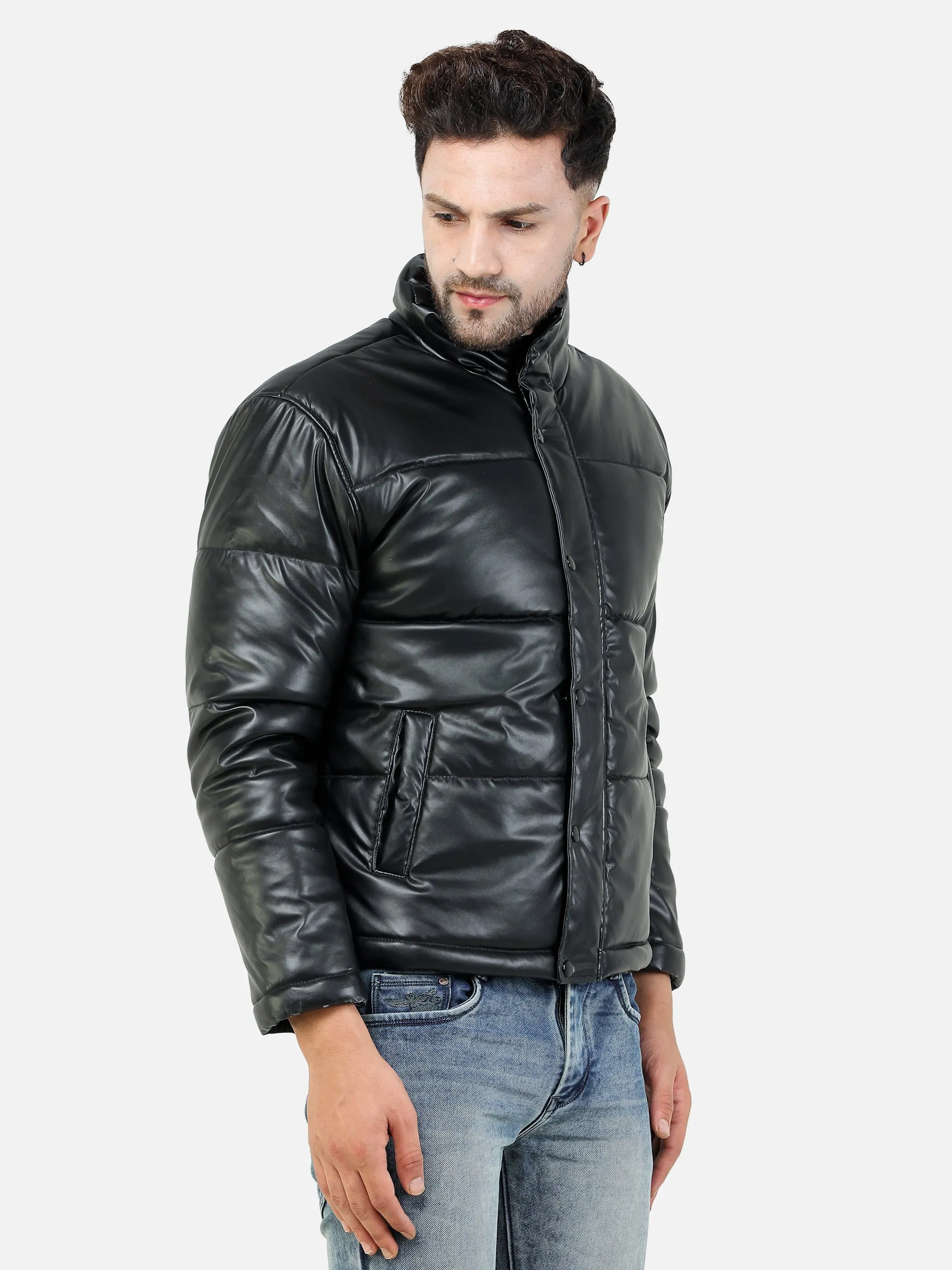 Men's Regular Fit Black Puffer Jacket