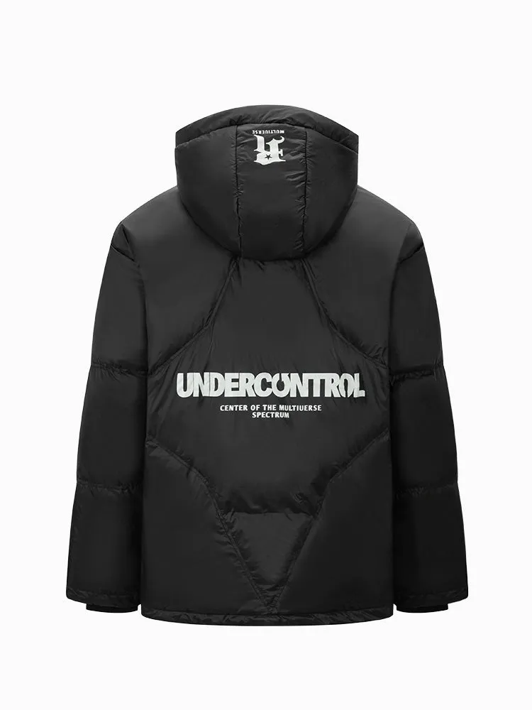 Men's white short thick down jacket