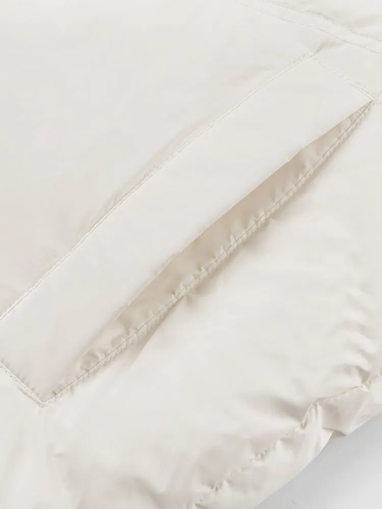 Men's white short thick down jacket