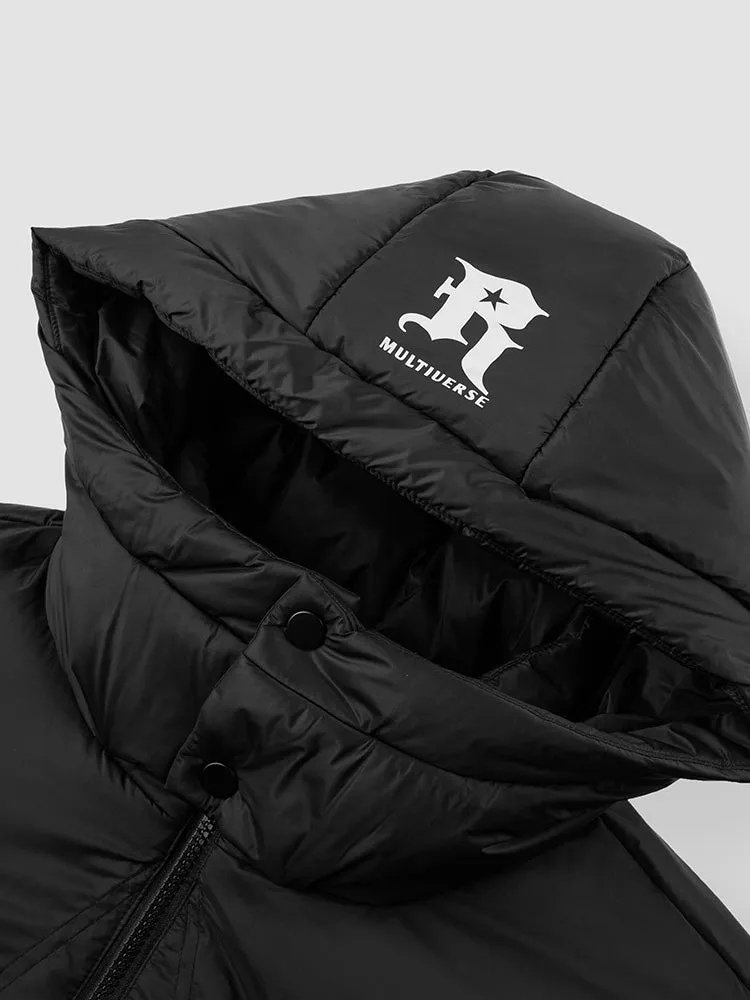 Men's white short thick down jacket