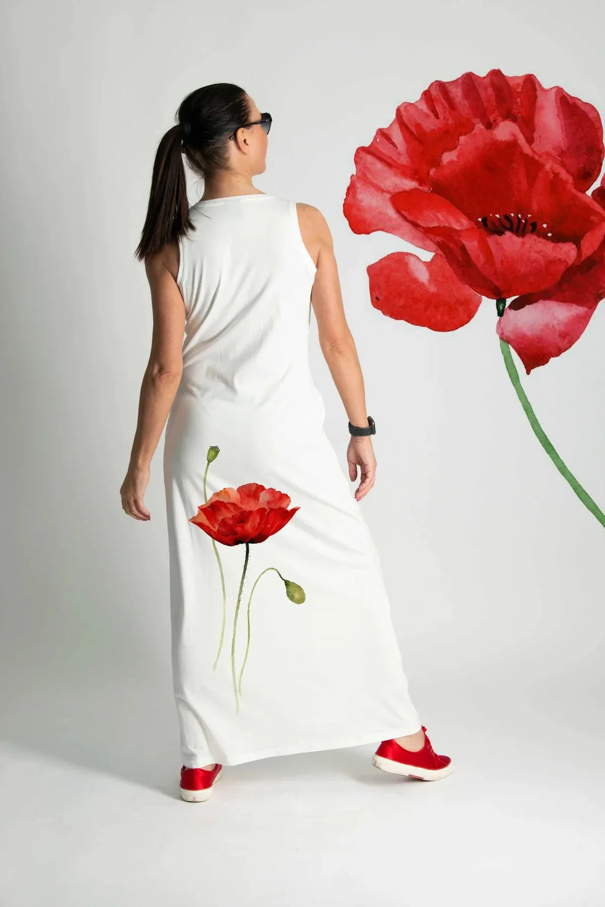 MIKAELA POPPIES JERSEY DRESS