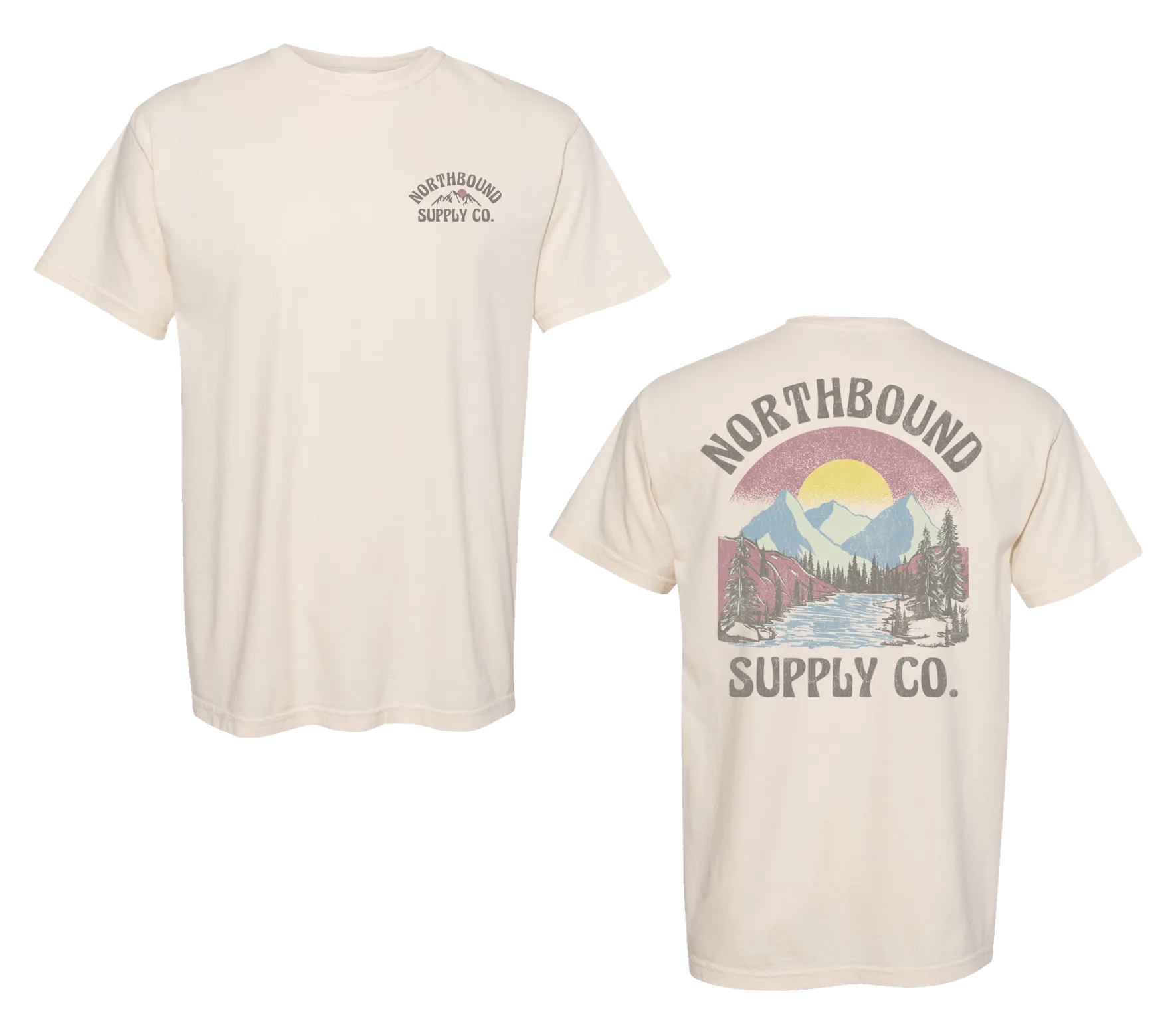 Northbound Supply Co. Mens Ivory Rockies Sunset Tshirt