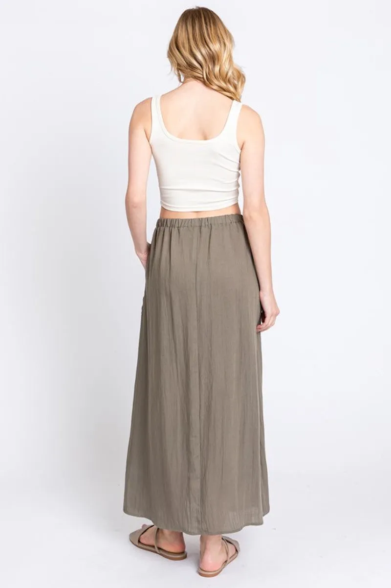 Olive pocket maxi skirt