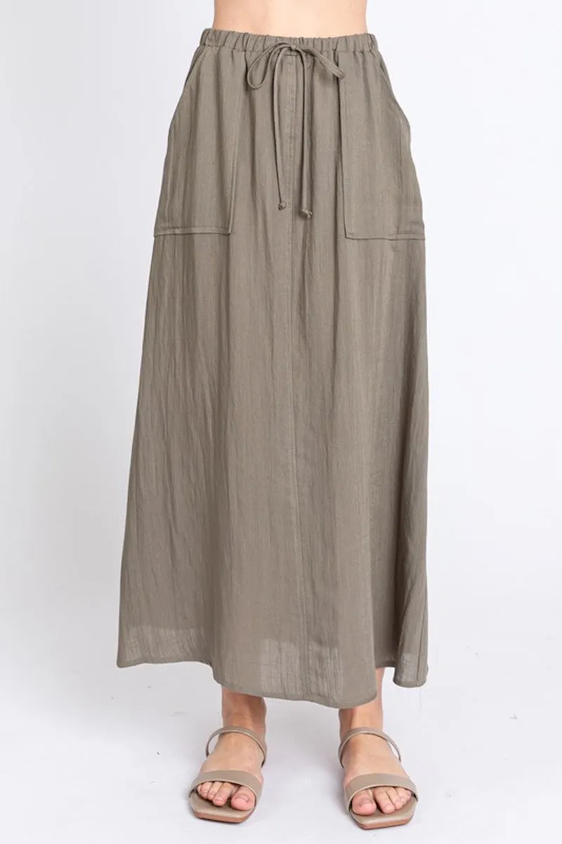 Olive pocket maxi skirt