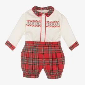 Pretty Originals Boys Ivory & Red Smock Set