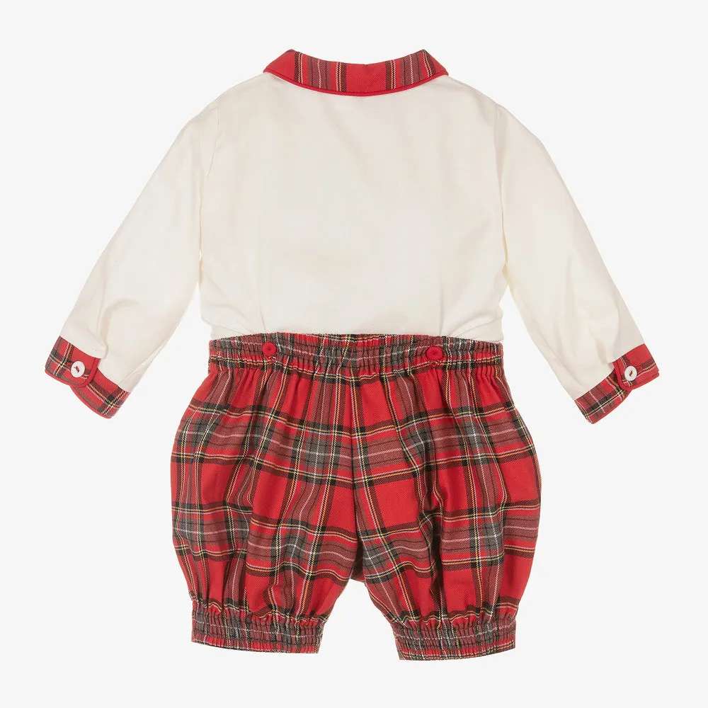Pretty Originals Boys Ivory & Red Smock Set