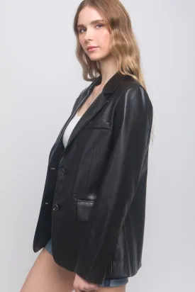 PU Woven Solid Blazer
