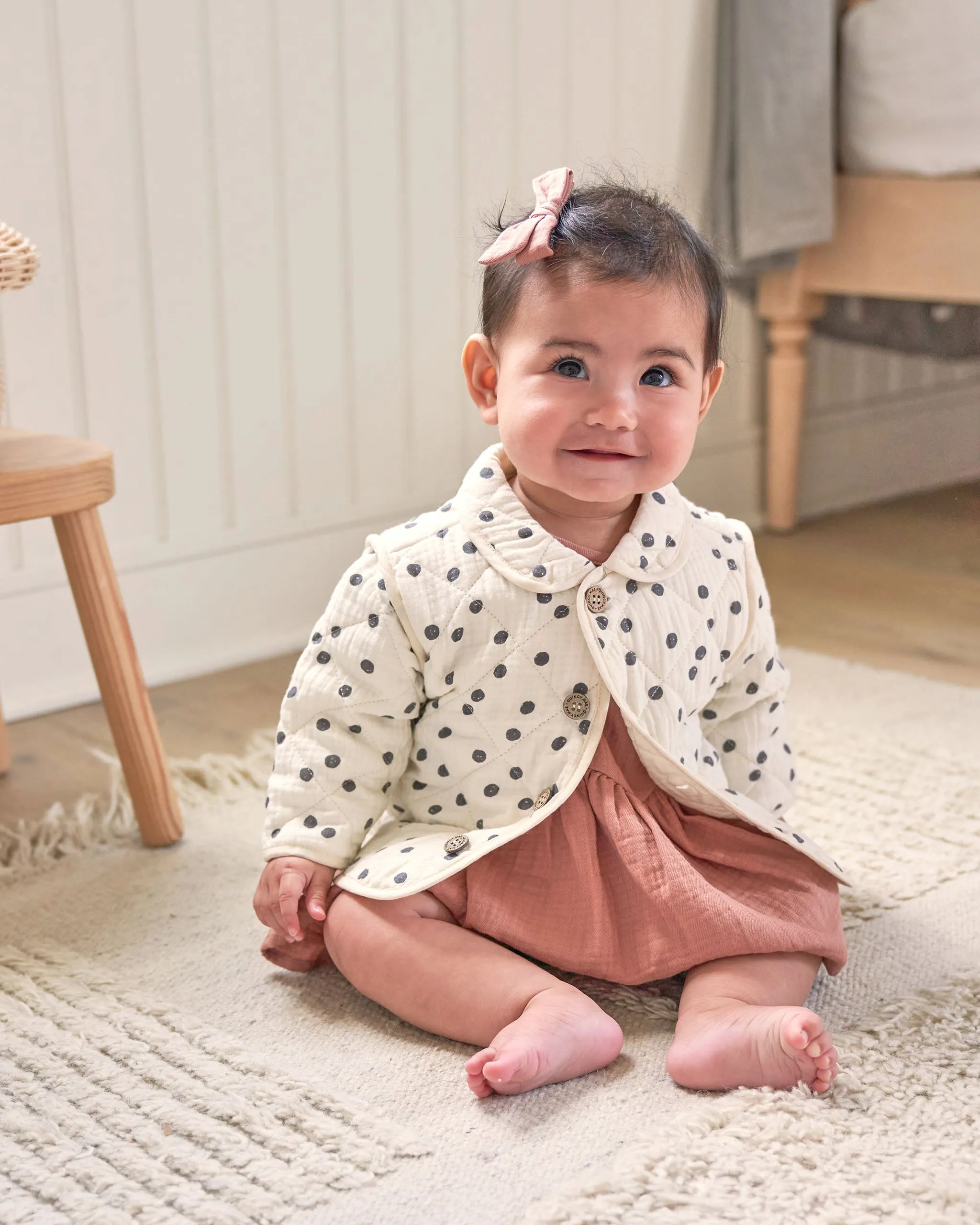 Quincy Mae Quilted Jacket - Navy Dot