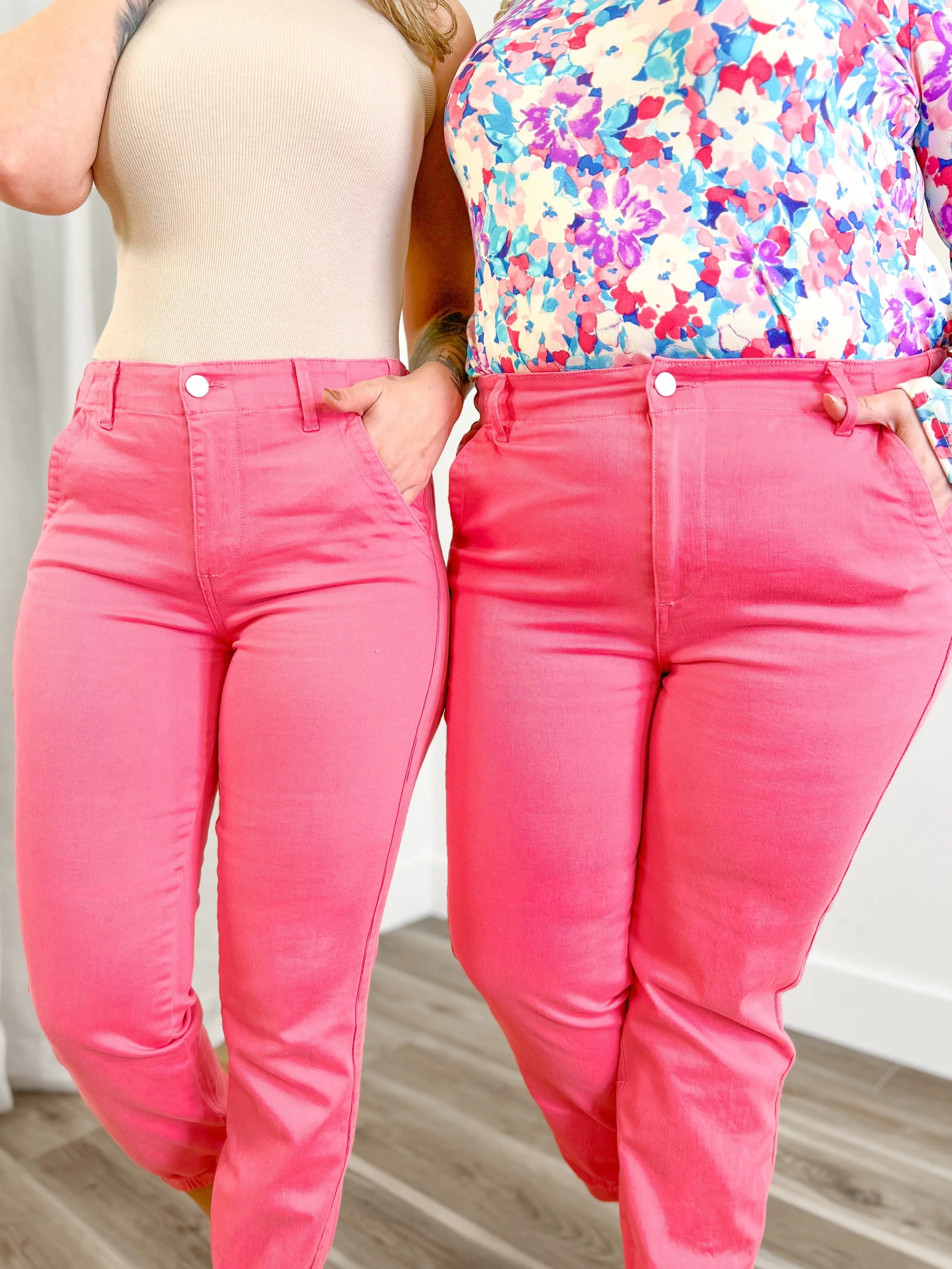 Risen Pink High Rise Jogger Jeans