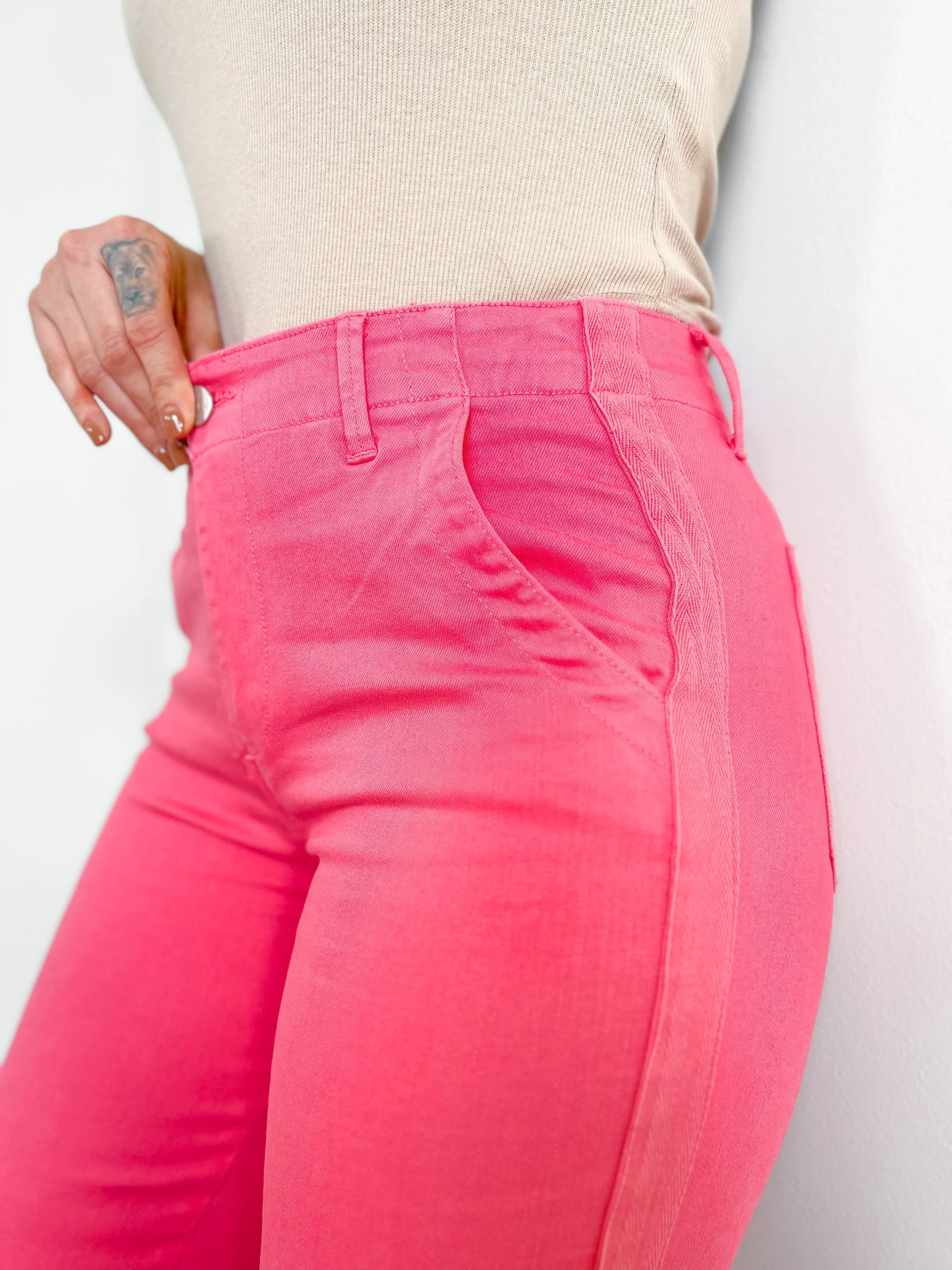 Risen Pink High Rise Jogger Jeans