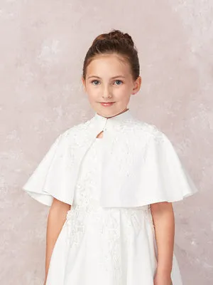 SALE TK7912 Ivory Satin Cape with Applique