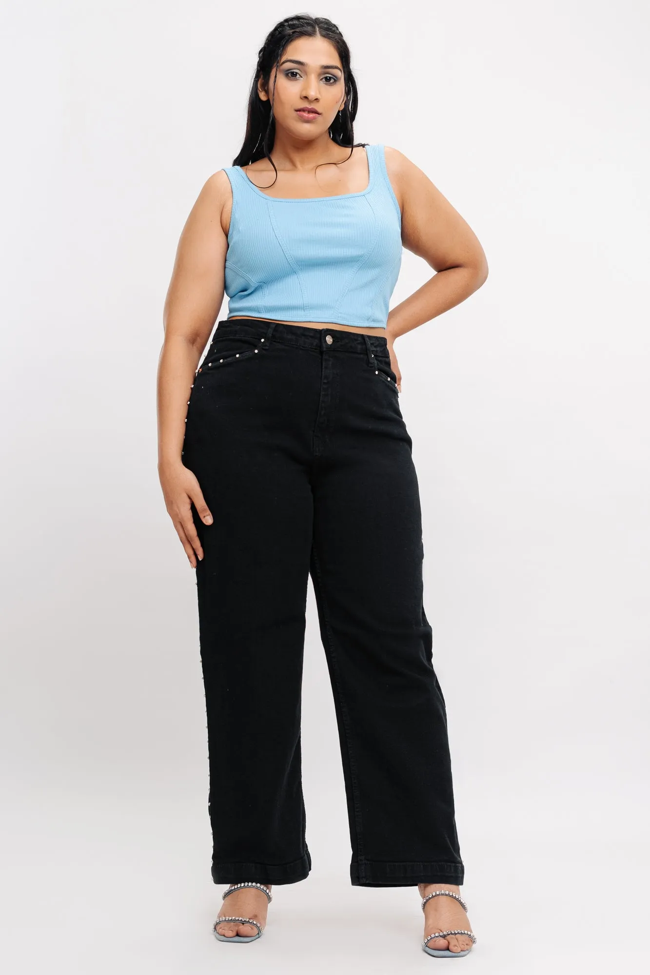 Scatter Around Black Straight Jeans