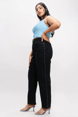 Scatter Around Black Straight Jeans