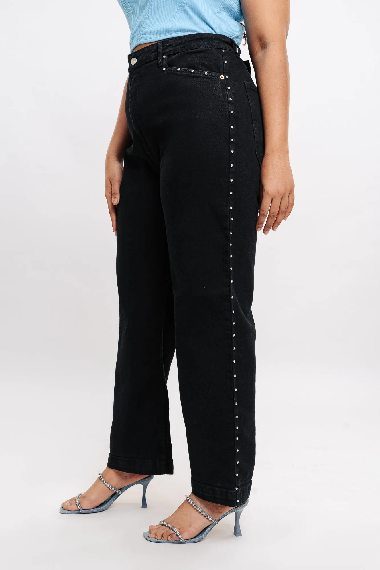 Scatter Around Black Straight Jeans